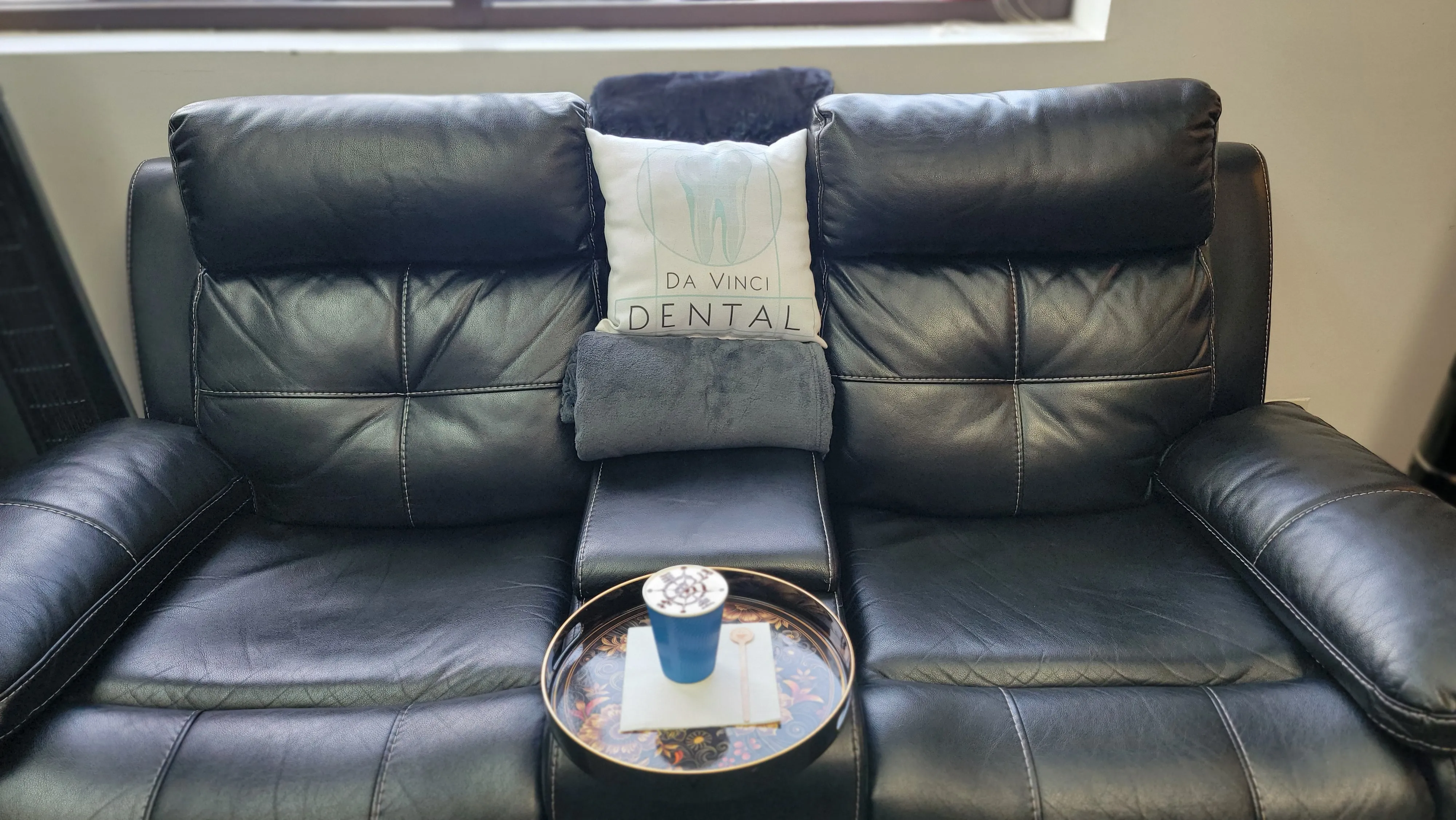 Latte being served on tray